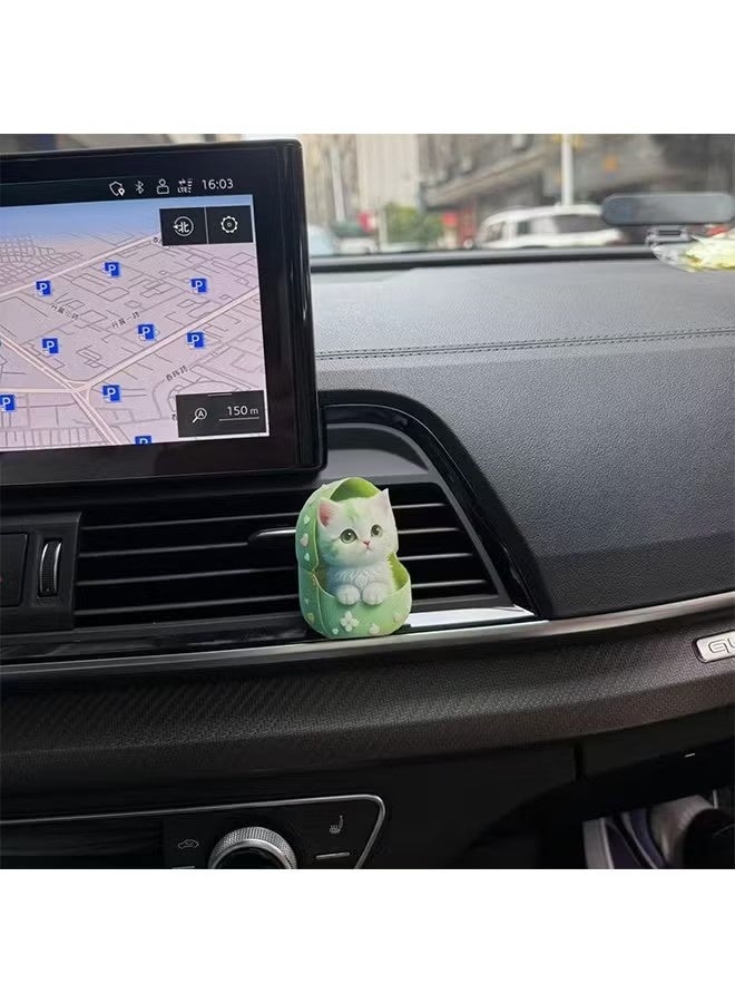 4 PcsCute Cat Car Air Vent Decoration Clamped Scent Holders - Freshen the Air with Pressed Scents - Car Interior Accessories for Driving Fun - Image 3